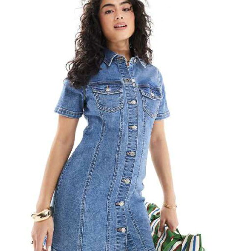 エイソス ASOS asos ASOS DESIGN デニムフィットシャツミニドレス ミッドブルー ワンピース レディース 女性 インポートブランド 小さいサイズから大きいサイズまで エイソス ASOS asos ASOS DESIGN デニムフィットシャツミニドレス ミッドブルー ワンピース レディース 女性 インポートブランド 小さいサイズから大きいサイズまで