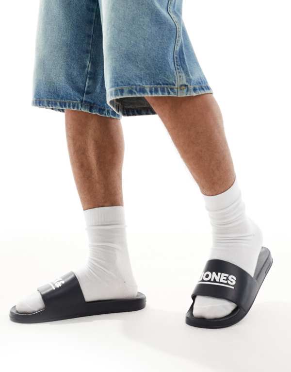 ジャックアンドジョーンズ Jack & Jones ジャック＆ジョーンズ プールスライダー ブラック 靴 メンズ 男性 インポートブランド 小さいサイズから大きいサイズまで