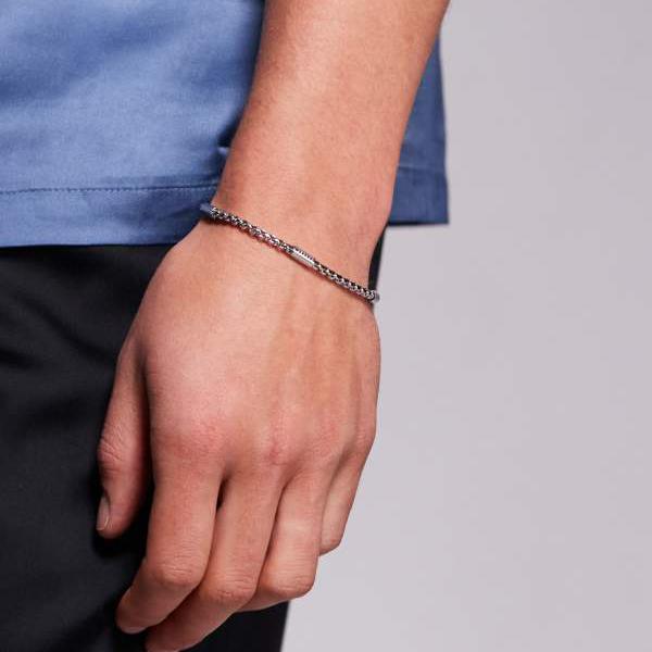 エイソス ASOS asos ASOS DESIGN 防水ステンレススチールボックスチェーンブレスレット シルバートーン アクセサリー メンズ 男性 インポートブランド
