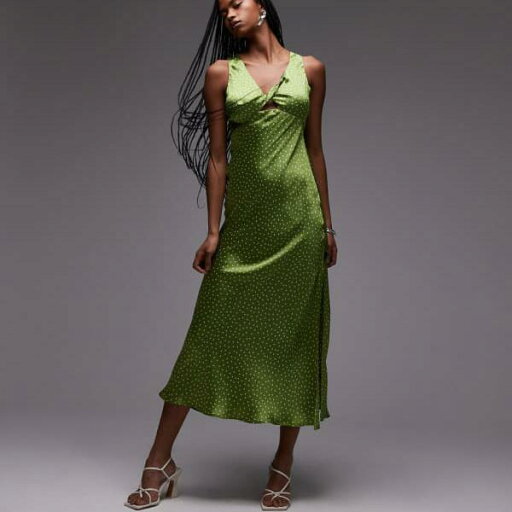 トップショップ Topshop TOPSHOP トップショップのツイストフロントミディドレス、オリーブ色の水玉模様 ワンピース レディース 女性 インポートブランド 小さいサイズから大きいサイズまで トップショップ Topshop TOPSHOP トップショップのツイストフロントミディドレス、オリーブ色の水玉模様 ワンピース レディース 女性 インポートブランド 小さいサイズから大きいサイズまで
