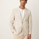 エイソス ASOS asos ASOS DESIGN リネンブレンド スリムブレザー ストーンギンガムチェック アウター メンズ 男性 インポートブランド 小さいサイズから大きいサイズまで