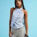 エイソス ASOS asos ASOS DESIGN ホルターネック タイバック ポプリン ストライプ トップ トップス レディース 女性 インポートブランド 小さいサイズから大きいサイズまで