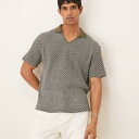 エイソス ASOS asos ASOS DESIGN グリーンクロシェのボックス型リラックスポロ トップス メンズ 男性 インポートブランド 小さいサイズから大きいサイズまで