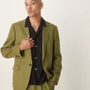 エイソス ASOS asos ASOS DESIGN プレミアム 100% リネン スリムスーツジャケット(グリーン) アウター メンズ 男性 インポートブランド 小さいサイズから大きいサイズまで