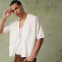 エイソス ASOS asos ASOS DESIGN リラックスしたボックスフィットのニットボタンスルーポロ、エクリュの花柄刺繍入り トップス メンズ 男性 インポートブランド 小さいサイズから大きいサイズまで