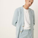 エイソス ASOS asos ASOS DESIGN ライトブルーのマイクロテクスチャーリネンを使用したスキニースーツジャケット アウター メンズ 男性 インポートブランド 小さいサイズから大きいサイズまで