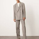 エイソス ASOS asos ASOS DESIGNのダブルブレスト、スラウチオーバーサイズスーツジャケット(グレーメランジテクスチャ) アウター メンズ 男性 インポートブランド 小さいサイズから大きいサイズまで