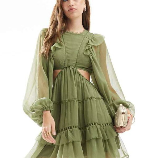 エイソス ASOS asos ASOS DESIGN レースインサート ハイネック フリル付きミニドレス(セージグリーン) ワンピース レディース 女性 インポートブランド 小さいサイズから大きいサイズまで エイソス ASOS asos ASOS DESIGN レースインサート ハイネック フリル付きミニドレス(セージグリーン) ワンピース レディース 女性 インポートブランド 小さいサイズから大きいサイズまで