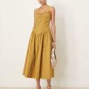 エイソス ASOS asos ASOS DESIGN ホルターネック アシンメトリープリーツボディス ミディドレス ドロップウエスト ターメリック ワンピース レディース 女性 インポートブランド 小さいサイズから大きいサイズまで