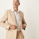 エイソス ASOS asos ASOS DESIGN プレミアム 100% リネン スリムスーツジャケット(ストーン) アウター メンズ 男性 インポートブランド 小さいサイズから大きいサイズまで