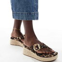 エイソス ASOS asos ASOS DESIGN トゥカンバックルディテール トゥソング ウェッジ レオパード 下着 レディース 女性 インポートブランド ...