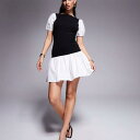 エイソス ASOS asos ASOS DESIGN モノクロームポプリンミックスミニドレス(パフスリーブ、ブラック) ワンピース レディース 女性 インポートブランド 小さいサイズから大きいサイズまで(4)