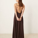 エイソス ASOS asos ASOS DESIGN アイビーリネンブレンドマキシビーチドレス(ビーズとバックディテール付き、ブラウン) ワンピース レディース 女性 インポートブランド 小さいサイズから大きいサイズまで