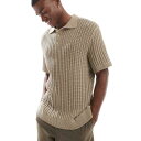 ジャックアンドジョーンズ Jack & Jones ジャック&ジョーンズ プレミアム クロシェニット ポロシャツ(タン) トップス メンズ 男性 インポートブランド 小さいサイズから大きいサイズまで