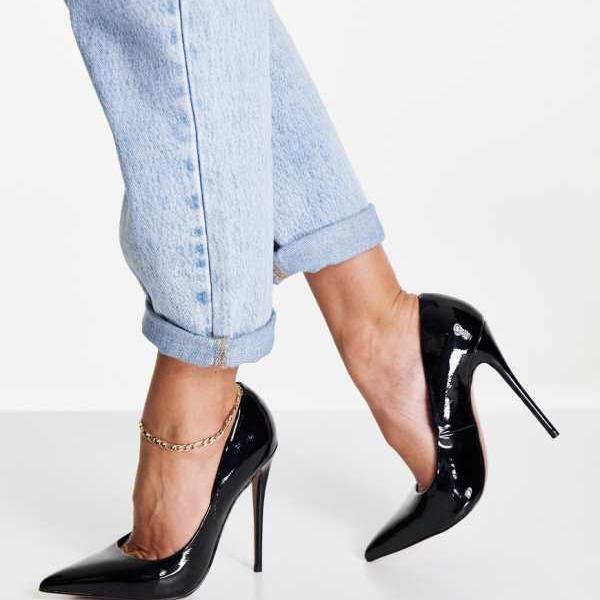 ASOS DESIGN ワイドフィット パッション スティレットパンプス（ブラック） 靴 レディース