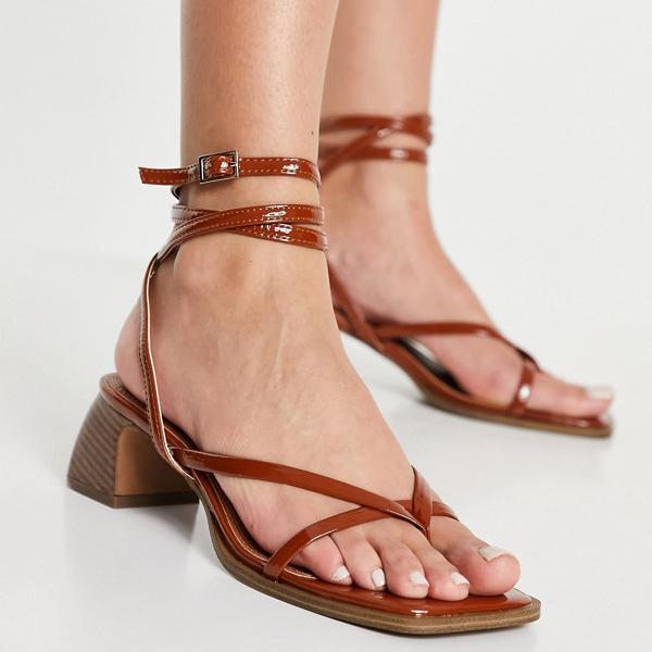 エイソス ASOS asos ASOSDESIGNワイドフィットハナトウトングミッドヒールサンダルタン 靴 レディース 女性 インポートブランド 小さいサイズから大きいサイズまで