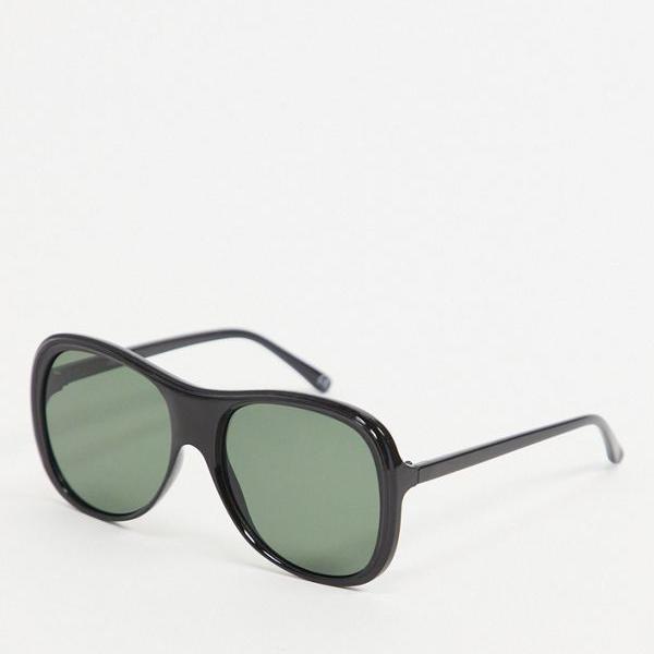 エイソス ASOS asos ASOSDESIGNリサイクルフレーム特大プラスチックアビエイターサングラスブラック レディース 女性 インポートブランド