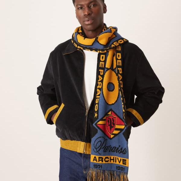 エイソス ASOS asos ASOS DESIGN ニット パライソ グラフィック フットボール スカーフ アクセサリー　..