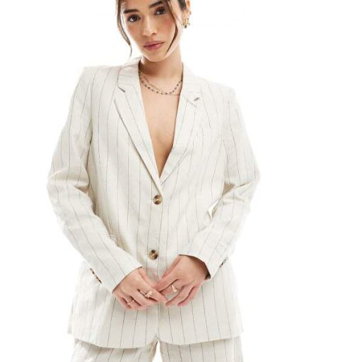 ヴェロモーダ Vero Moda Vero Modaのリネンタッチのオーバーサイズブレザーコーデ(オートミールストライプ) アウター レディース 女性 インポートブランド 小さいサイズから大きいサイズまで ヴェロモーダ Vero Moda Vero Modaのリネンタッチのオーバーサイズブレザーコーデ(オートミールストライプ) アウター レディース 女性 インポートブランド 小さいサイズから大きいサイズまで