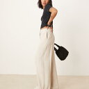 エイソス ASOS asos ASOS DESIGN プチリラックスストレートレッグパンツ(リネン、ナチュラル) ボトム レディース 女性 インポートブランド 小さいサイズから大きいサイズまで