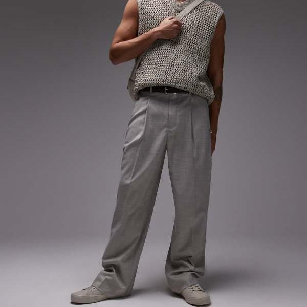 トップマン Topman TOPMAN トップマン ワイドレッグ トラウザーズ(ストーン) パンツ ボトム メンズ 男性 インポートブランド 小さいサイズから大きいサイズまで