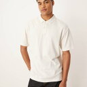 エイソス ASOS asos ASOS DESIGN リラックスピケポロ(クリーム色) トップス メンズ 男性 インポートブランド 小さいサイズから大きいサイズまで