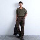 トップマン Topman TOPMAN トップマンのカーキ色のニットチェッククロシェポロ トップス メンズ 男性 インポートブランド 小さいサイズから大きいサイズまで