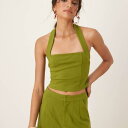 エイソス ASOS asos ASOS DESIGN プレミアムポンテホルターネックトップ(カーキ) トップス レディース 女性 インポートブランド 小さいサイズから大きいサイズまで