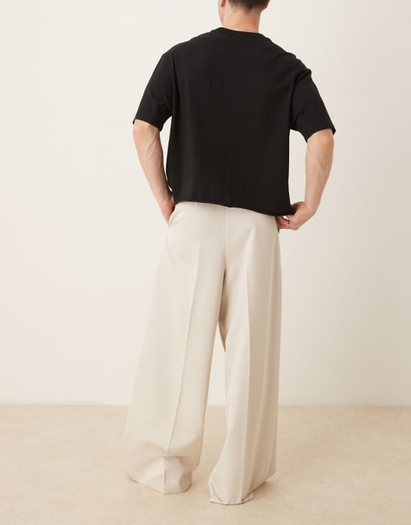 エイソス ASOS asos ASOS DESIGNのスマートなエクストリームワイドレッグパンツ（フロントプリーツ、ストーン） パンツ ボトム メンズ 男性 インポートブランド 小さいサイズから大きいサイズまで