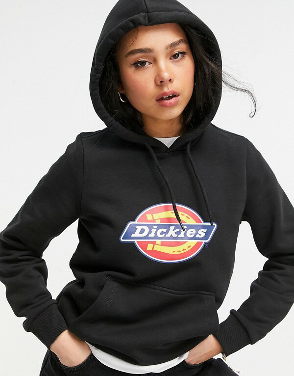 ディッキーズ Dickies 黒のディッキーズホースシューアイコンロゴフーディー トップス レディース 女性 インポートブランド 小さいサイズから大きいサイズまで