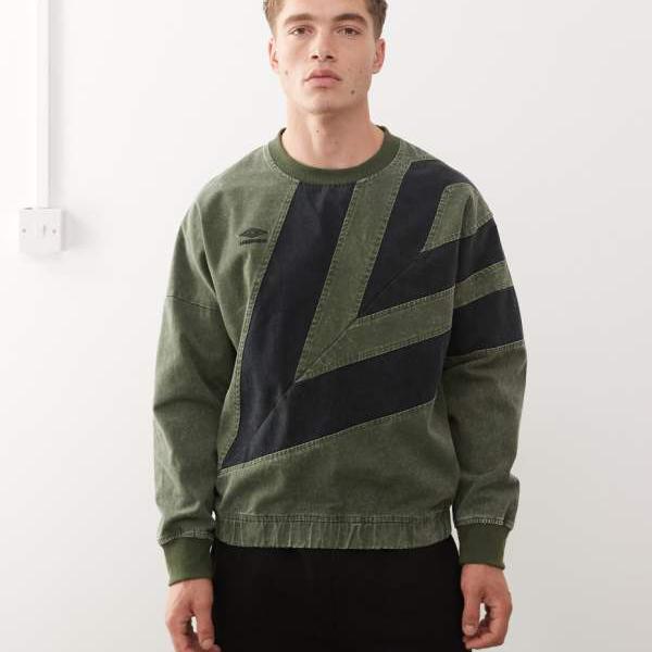 アンブロ ウォッシュ加工 ダイヤモンドドリル スウェットシャツ（カーキ） トップス メンズ 男性 イン..