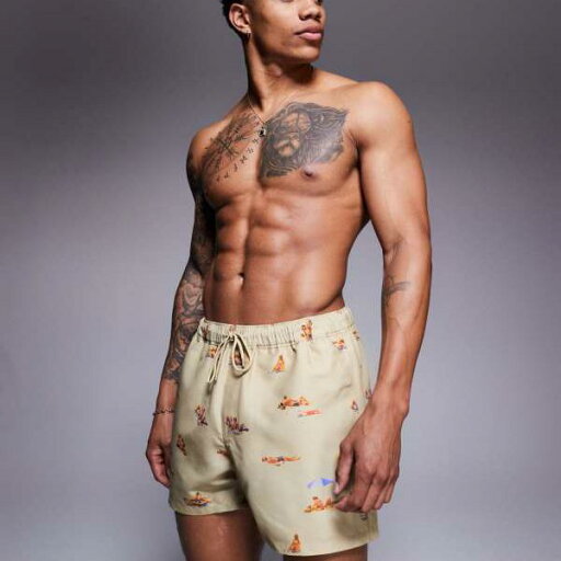 エイソス ASOS asos ASOS DESIGNのショート丈スイムショーツ(ストーンのビーチプリント入り) 水着 メンズ 男性 インポートブランド 小さいサイズから大きいサイズまで エイソス ASOS asos ASOS DESIGNのショート丈スイムショーツ(ストーンのビーチプリント入り) 水着 メンズ 男性 インポートブランド 小さいサイズから大きいサイズまで