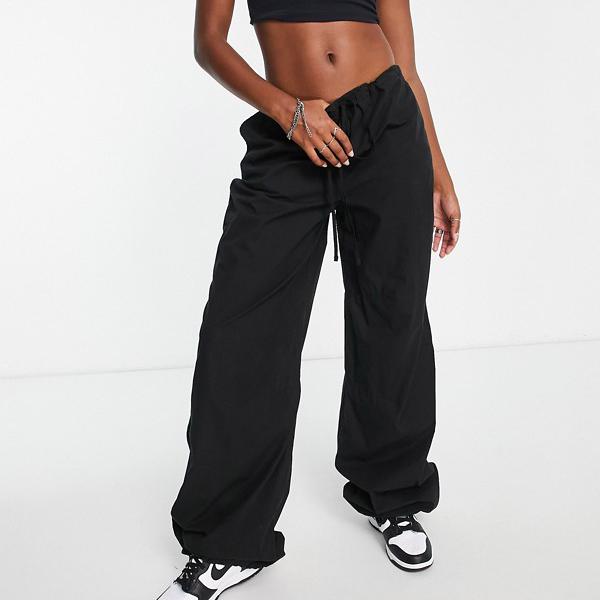 エイソス ASOS asos ASOS DESIGN トール パラシュート カーゴ パンツ、ブラック ボトム パンツ レディース 女性 インポートブランド 小さいサイズから大きいサイズまでのサムネイル