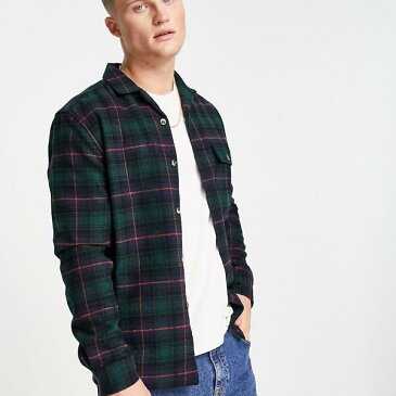 エイソス ASOS asos ブラックウォッチウールチェックのASOSDESIGNオーバーシャツ トップス メンズ 男性 インポートブランド 小さいサイズから大きいサイズまで