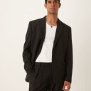 エイソス ASOS asos ASOS DESIGNのリラックスロングラインスーツジャケット(ブラック) アウター メンズ 男性 インポートブランド 小さいサイズから大きいサイズまで