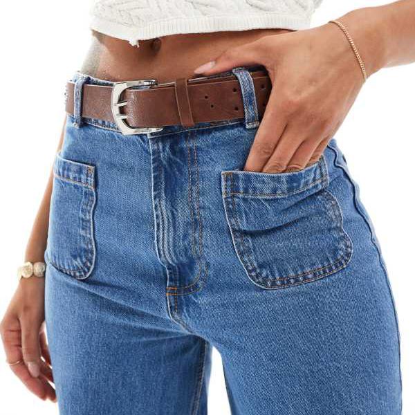 ストラディヴァリウス Stradivarius ストラディバリウス フェイクスエード スタッズベルト(ブラウン) ベルト レディース 女性 インポートブランド