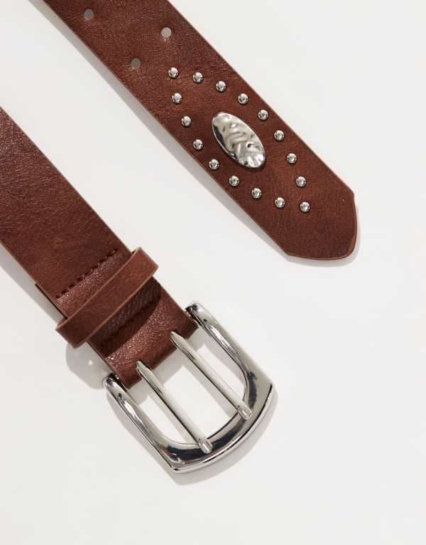 ストラディヴァリウス Stradivarius ストラディバリウス フェイクスエード スタッズベルト（ブラウン） ベルト レディース 女性 インポートブランド