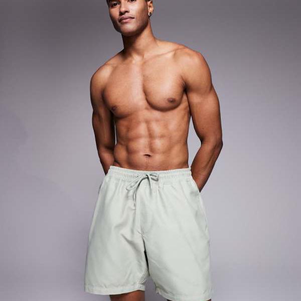 エイソス ASOS asos ASOS DESIGN ミドル丈スイムショーツ(セージ) 水着 メンズ 男性 インポートブランド 小さいサイズから大きいサイズまで