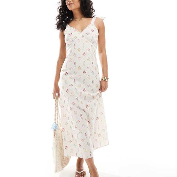 ミスセルフリッジ Miss Selfridge ミスセルフリッジのタイショルダーリネンスリップドレス ワンピース レディース 女性 インポートブランド 小さいサイズから大きいサイズまで