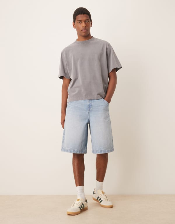 エイソス ASOS asos ASOS DESIGNのデニムパンツ（セルフタイと刺繍入りバックポケット付き、ミッドウォッシュブルー） アクセサリー メンズ 男性 インポートブランド