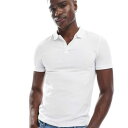 エイソス ASOS asos ASOS DESIGN マッスルフィット ピケ ポロシャツ(ホワイト) トップス メンズ 男性 インポートブランド 小さいサイズから大きいサイズまで