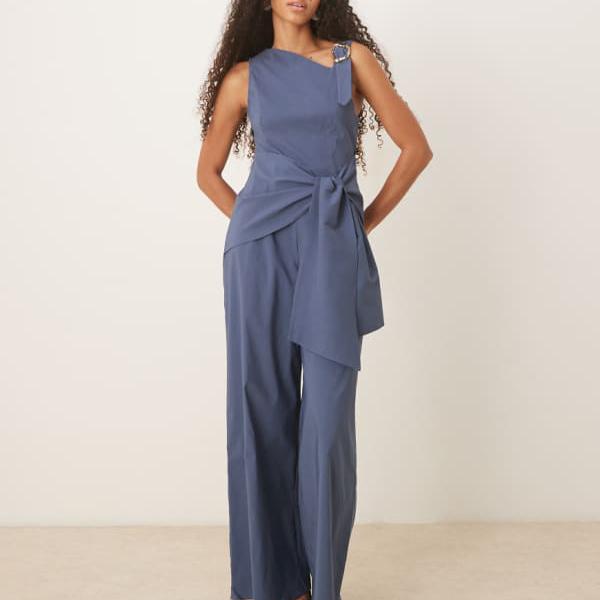 エイソス ASOS asos ASOS DESIGN アシンメトリーリキッドゴールドストラップディテールジャンプスーツ..