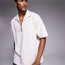 エイソス ASOS asos ASOS DESIGN オーバーサイズ リネン風 リブポロ(ベージュ) トップス メンズ 男性 インポートブランド 小さいサイズから大きいサイズまで