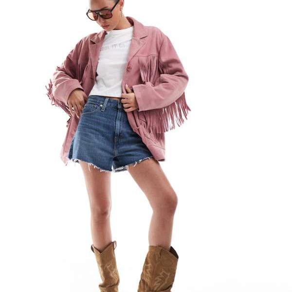 エイソス ASOS asos ASOS DESIGN プレミアムスエードタッセルジャケット（パステル