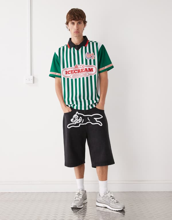 アイスクリームのランニングドッグデニムショーツ（ブラック） パンツ ボトム メンズ 男性 インポートブランド 小さいサイズから大きいサイズまで