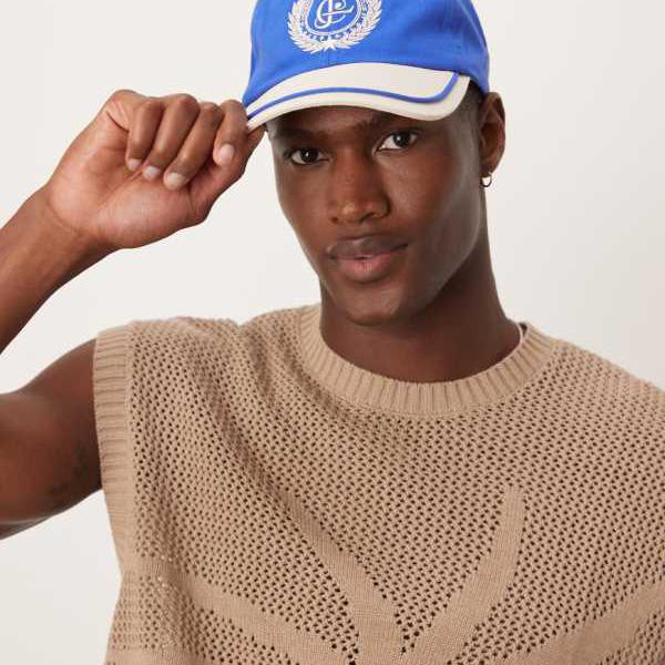 エイソス ASOS asos ASOS DESIGNメンバーズグラフィックキャップ（ブルー＆エクリュ） 帽子 メンズ 男..