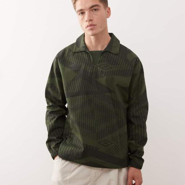 アンブロのプリントドリルトップ（カーキとブラック） トップス メンズ 男性 インポートブランド 小さ..