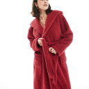 Loungeable ゆったりとくつろげる、快適なシェルパフード付きマキシドレスガウン(レッド) 部屋着 レディース 女性 インポートブランド 小さいサイズから大きいサイズまで
