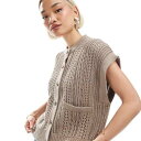 エイソス ASOS asos ASOS DESIGN ニット ポインテール クルーネック ボックス型ウエストコート(トープ) トップス レディース 女性 インポ...