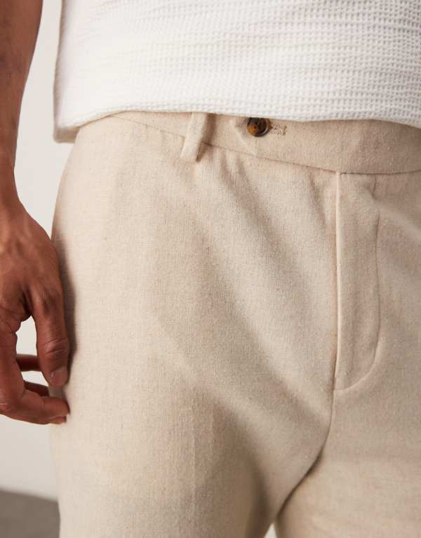 エイソス ASOS asos ASOS DESIGN スマートテーパードフィット ウールミックス トラウザーズ（ライトストーン） パンツ ボトム メンズ 男性 インポートブランド 小さいサイズから大きいサイズまで